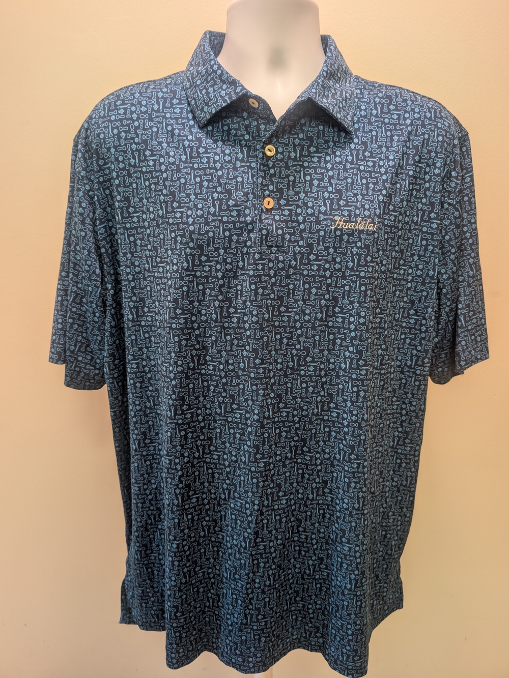 Peter Millar Blue and Light Blue Hualalai Golf Polo